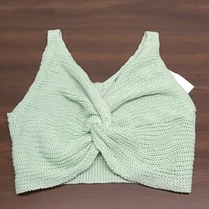Streetwear Society Size S Min Green Sleeveless Knit Crop Top
